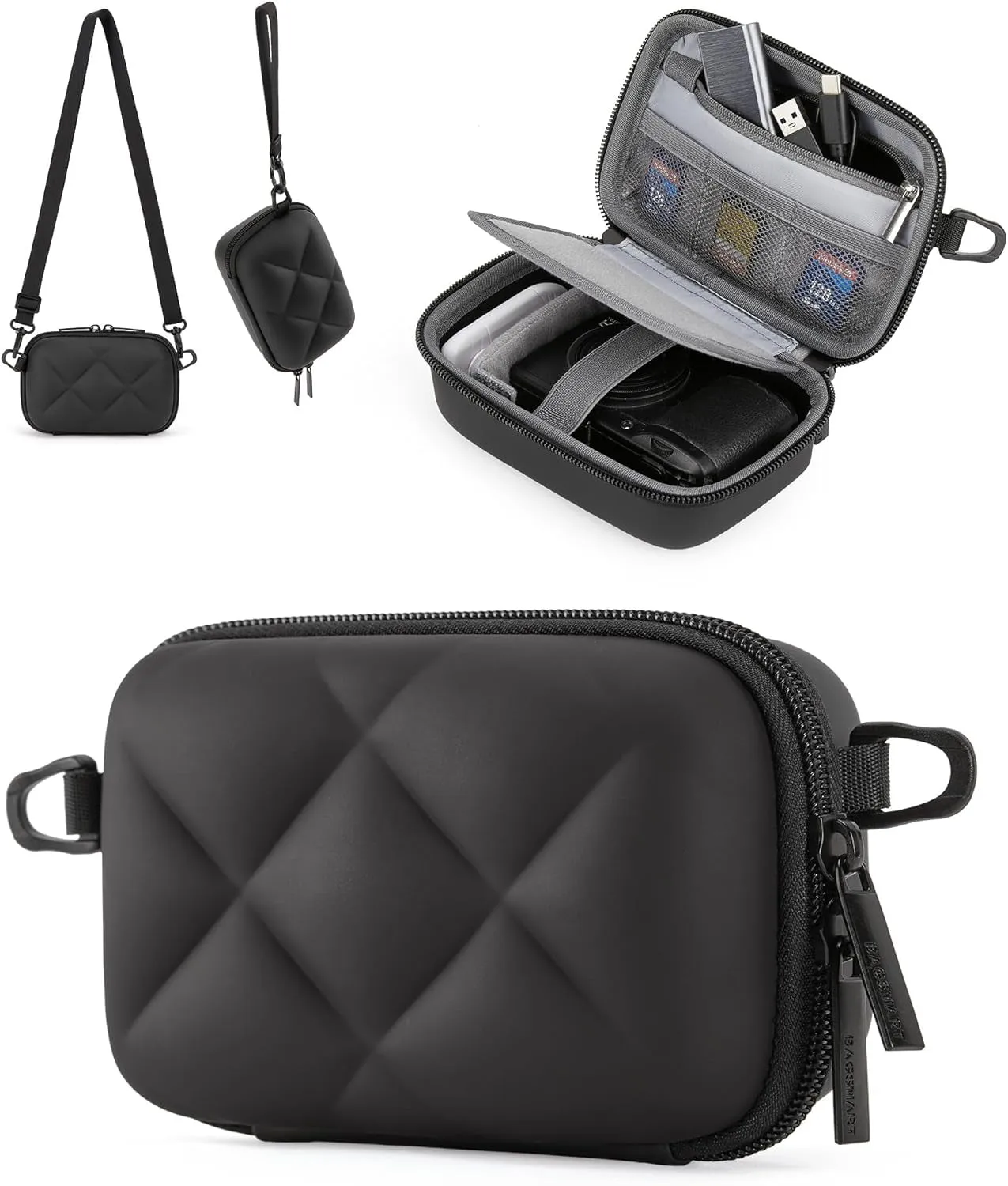 Digital Camera Case, Protective & Lightweight Camera Case with 2 Carrying Ways, Waterproof & Shockproof Small Camera Bag for Canon Powershot/Gopro/Sony DSCW800/DSCW830 - Beige