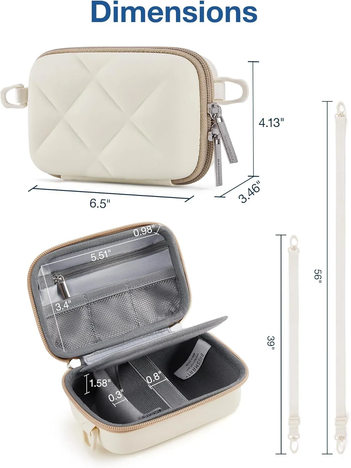 Digital Camera Case, Protective & Lightweight Camera Case with 2 Carrying Ways, Waterproof & Shockproof Small Camera Bag for Canon Powershot/Gopro/Sony DSCW800/DSCW830 - Beige