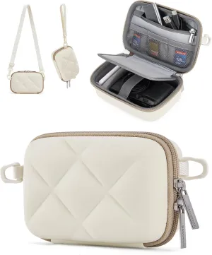 Digital Camera Case, Protective & Lightweight Camera Case with 2 Carrying Ways, Waterproof & Shockproof Small Camera Bag for Canon Powershot/Gopro/Sony DSCW800/DSCW830 - Beige
