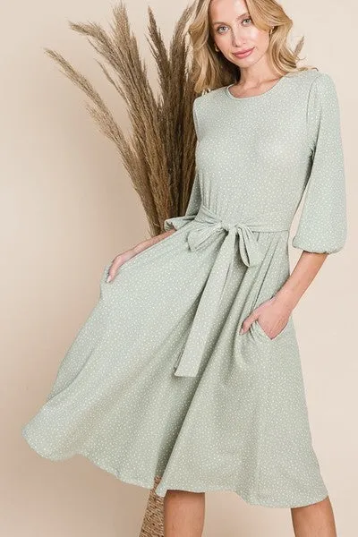Dotted Dress with Self Tie Belt | 2 Colors