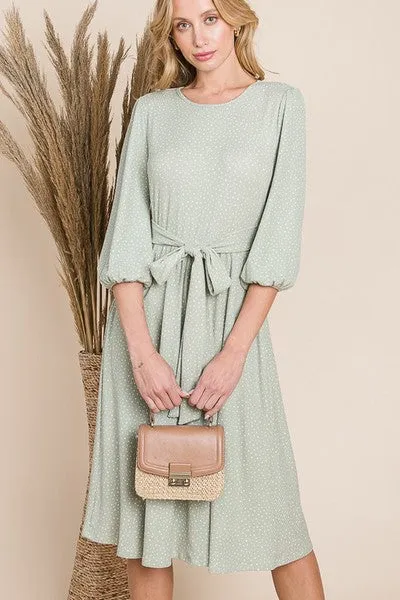 Dotted Dress with Self Tie Belt | 2 Colors