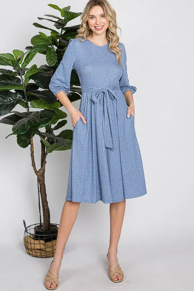 Dotted Dress with Self Tie Belt | 2 Colors