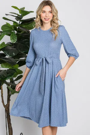 Dotted Dress with Self Tie Belt | 2 Colors