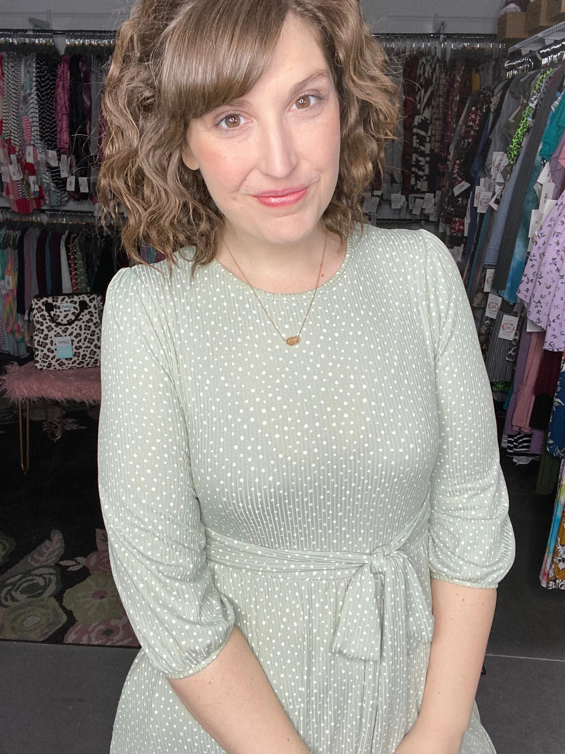 Dotted Dress with Self Tie Belt | 2 Colors
