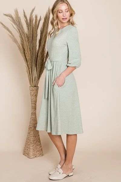 Dotted Dress with Self Tie Belt | 2 Colors