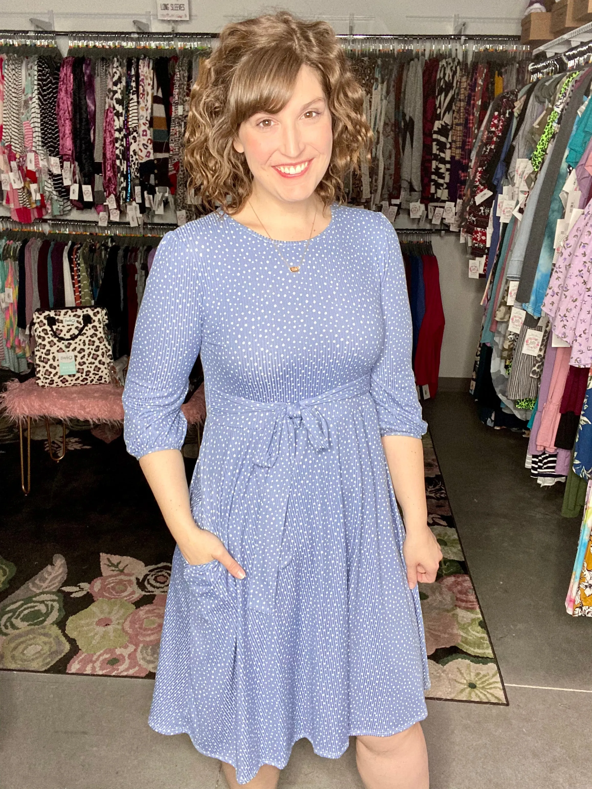 Dotted Dress with Self Tie Belt | 2 Colors