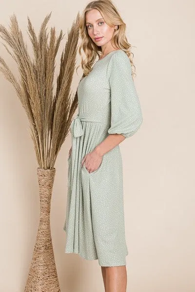 Dotted Dress with Self Tie Belt | 2 Colors