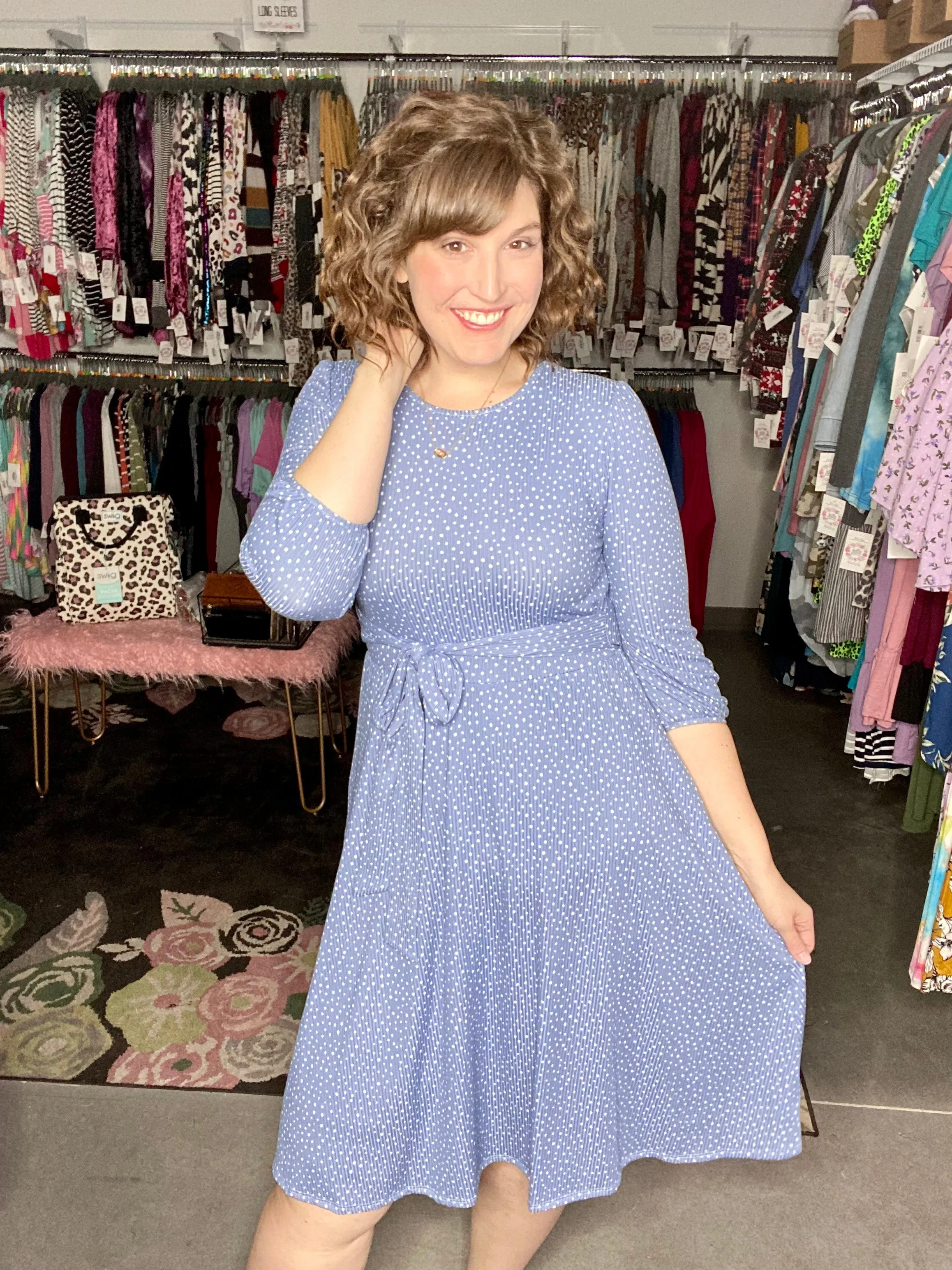 Dotted Dress with Self Tie Belt | 2 Colors