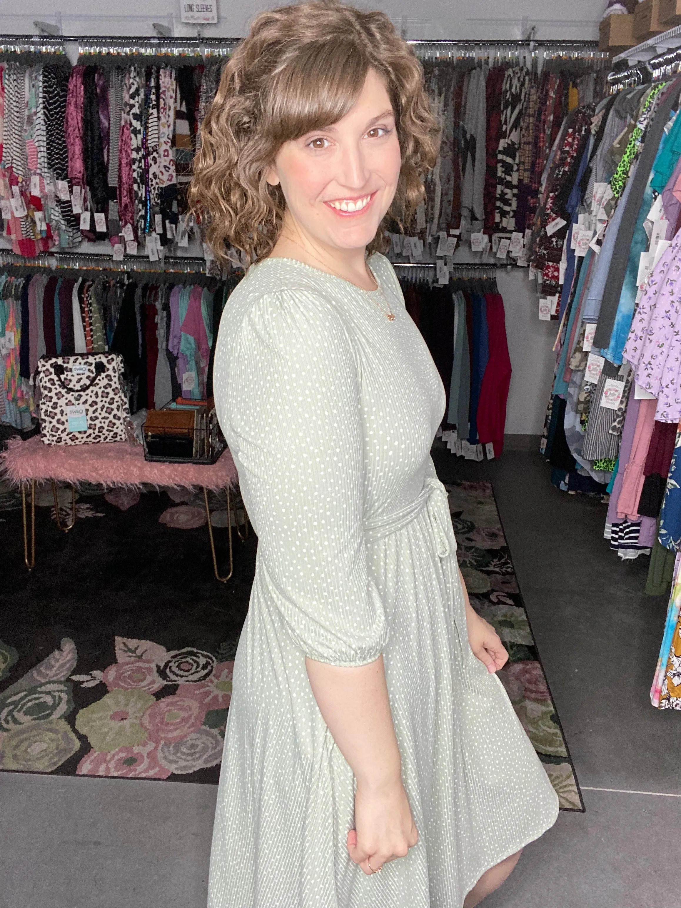 Dotted Dress with Self Tie Belt | 2 Colors
