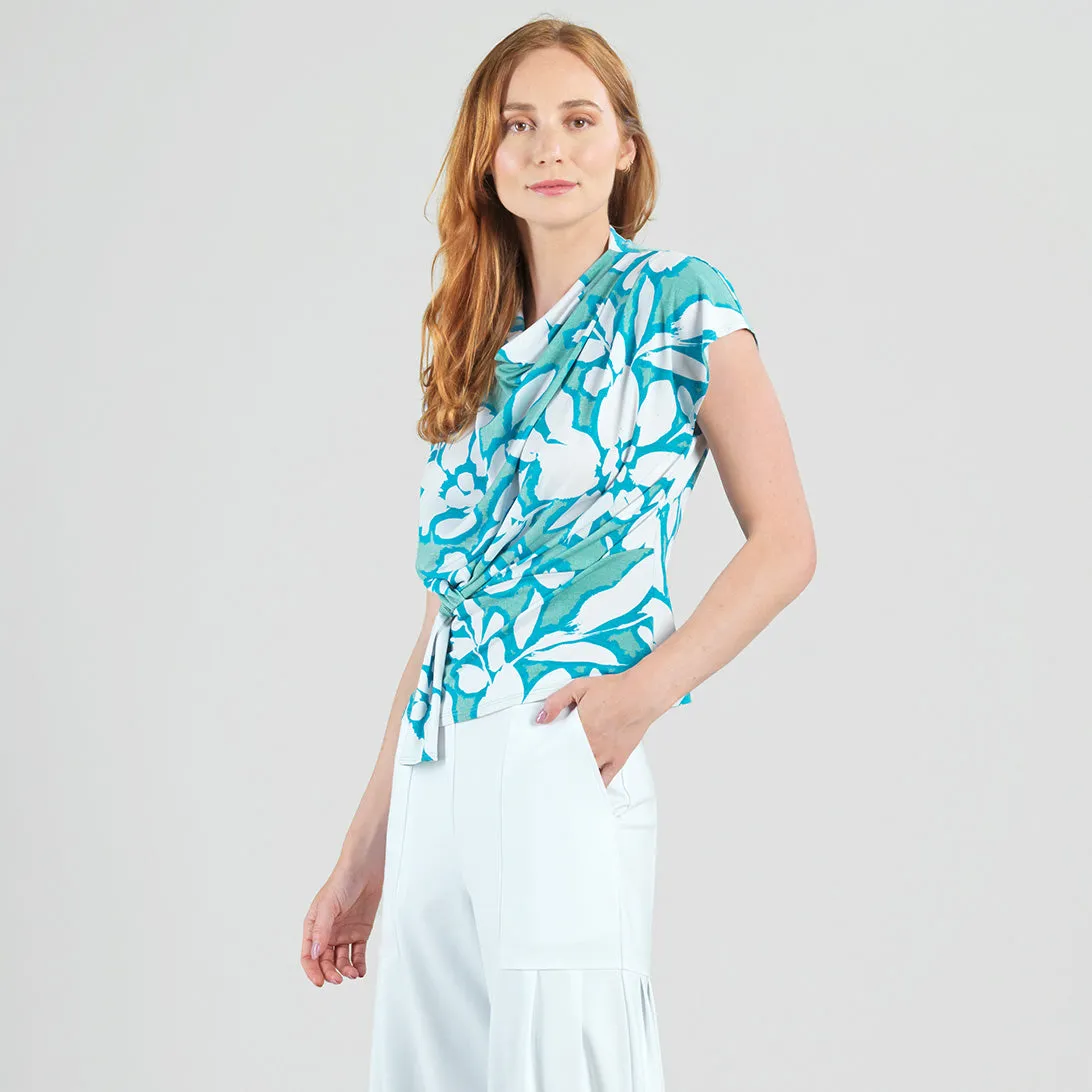 Drape Neck Loop Front Top - Paradise Petal