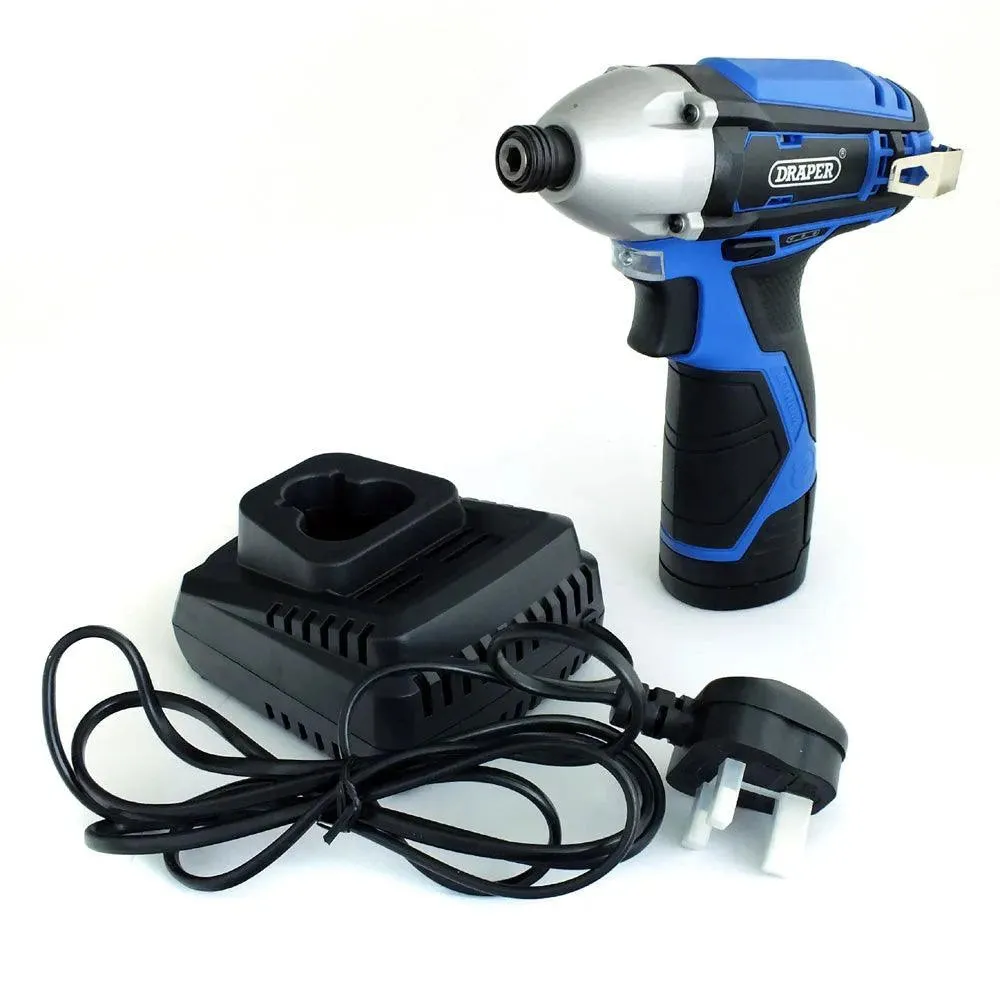 Draper 20847 Cordless Impact Driver Kit with Rechargeable 10.8V Li-ion Battery & 1hr Fast Charger