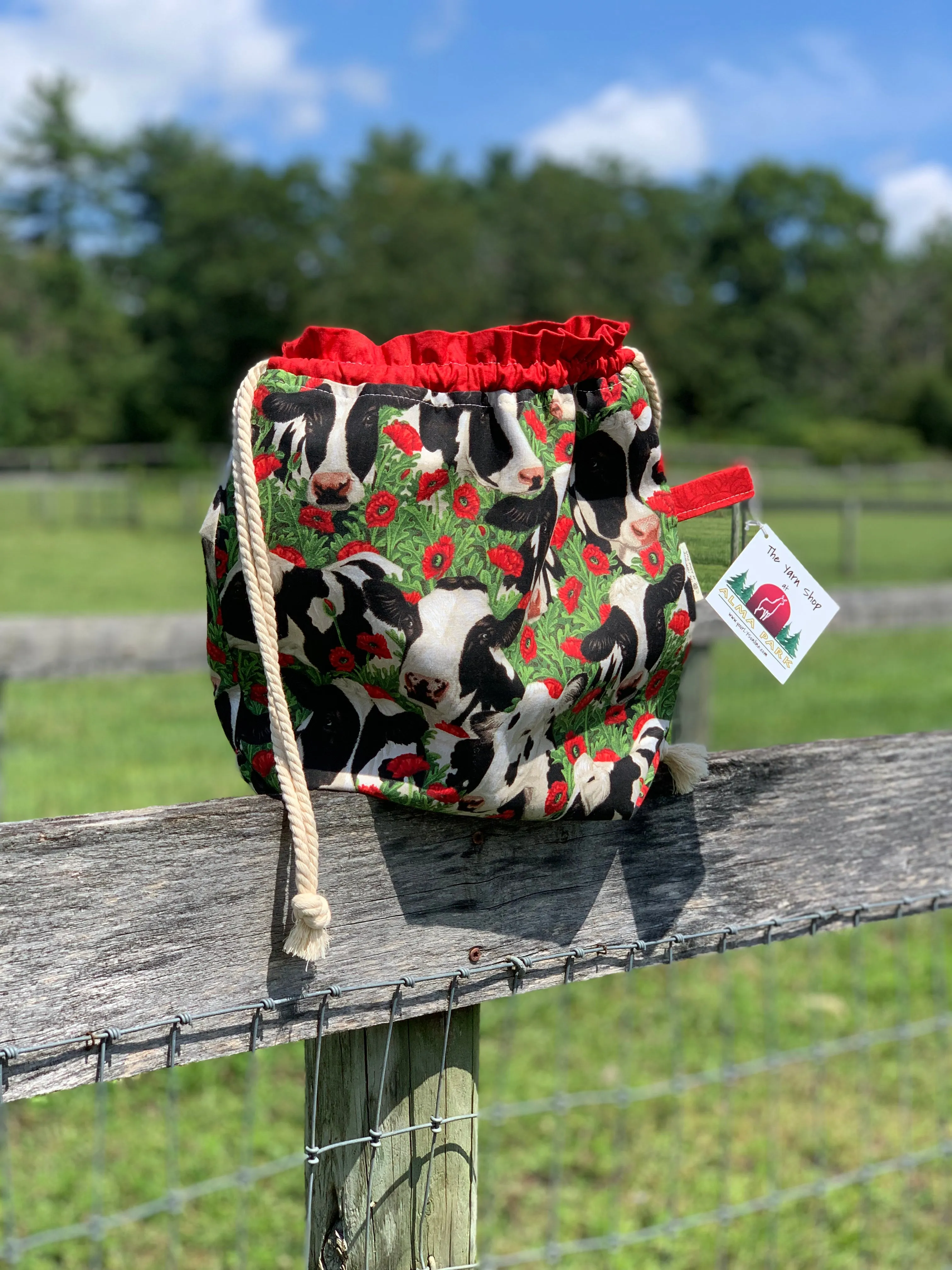 Drawstring Project Bag by Rose (X-LARGE) - COWS/Red