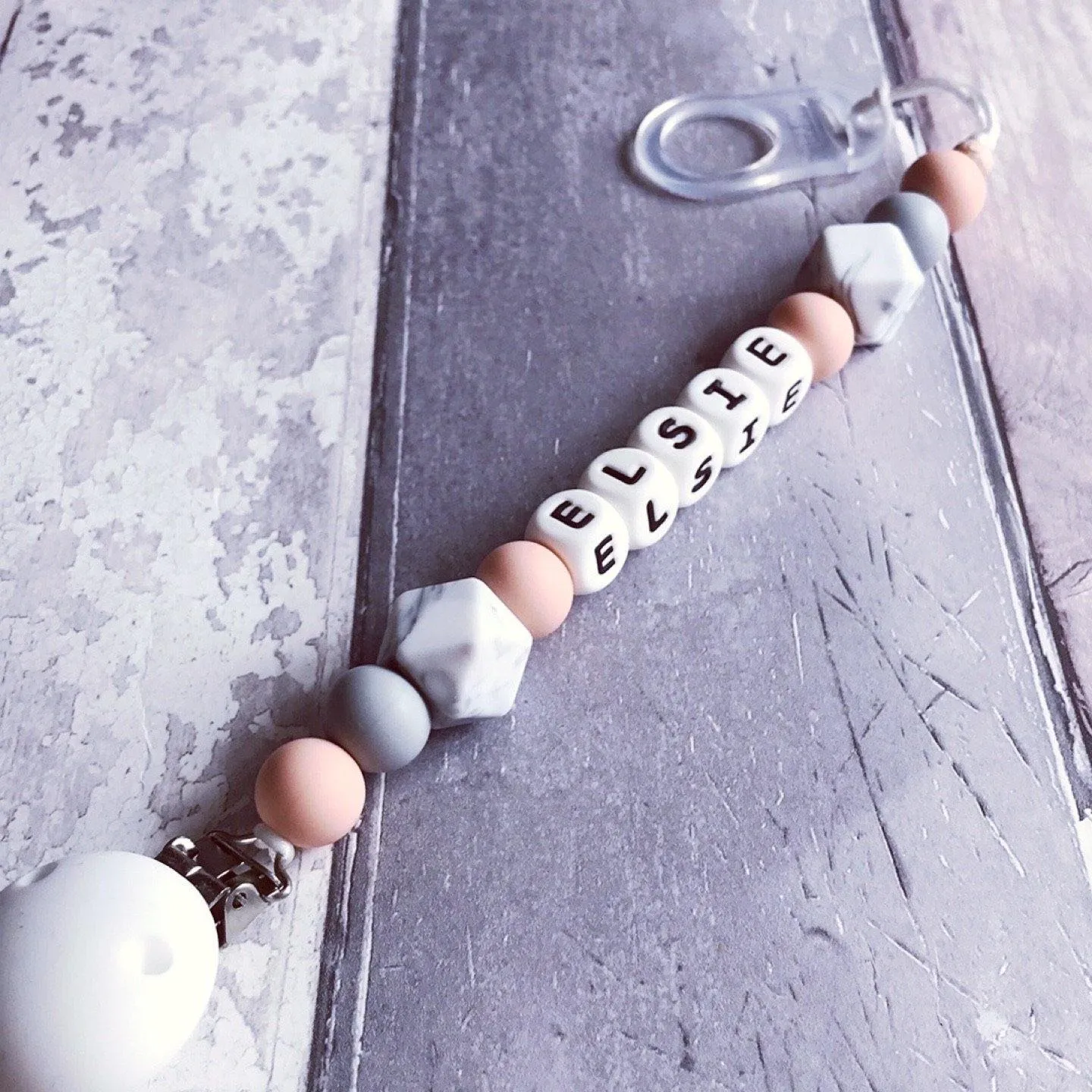 Dummy Clip and Teether Set - Soft peach