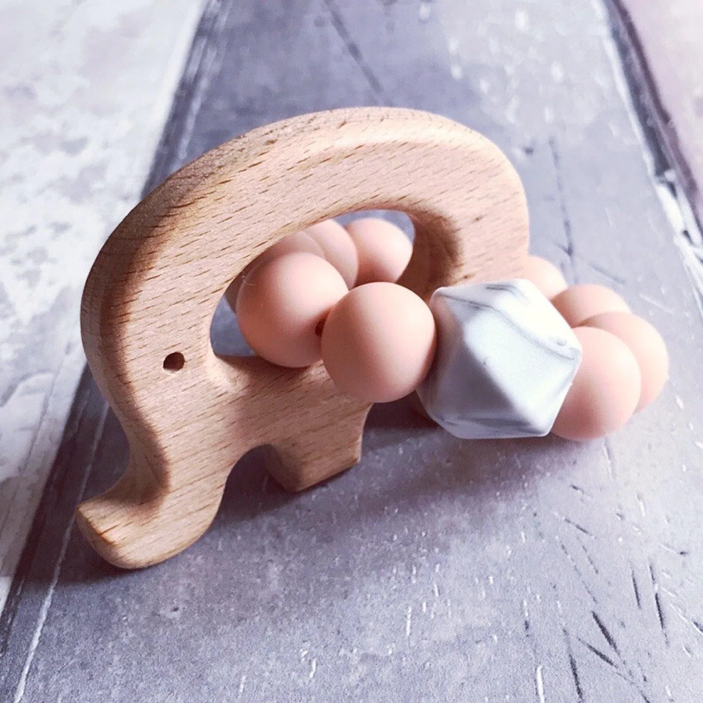 Dummy Clip and Teether Set - Soft peach