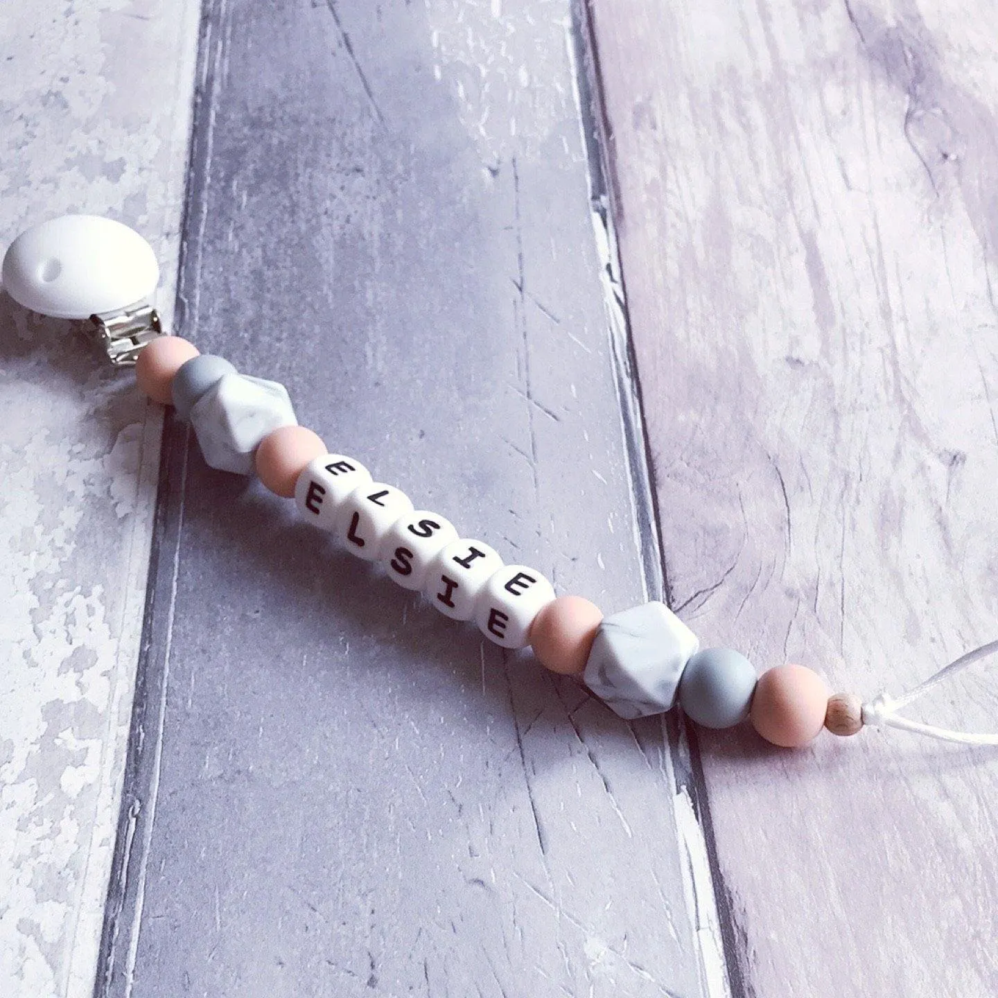 Dummy Clip and Teether Set - Soft peach