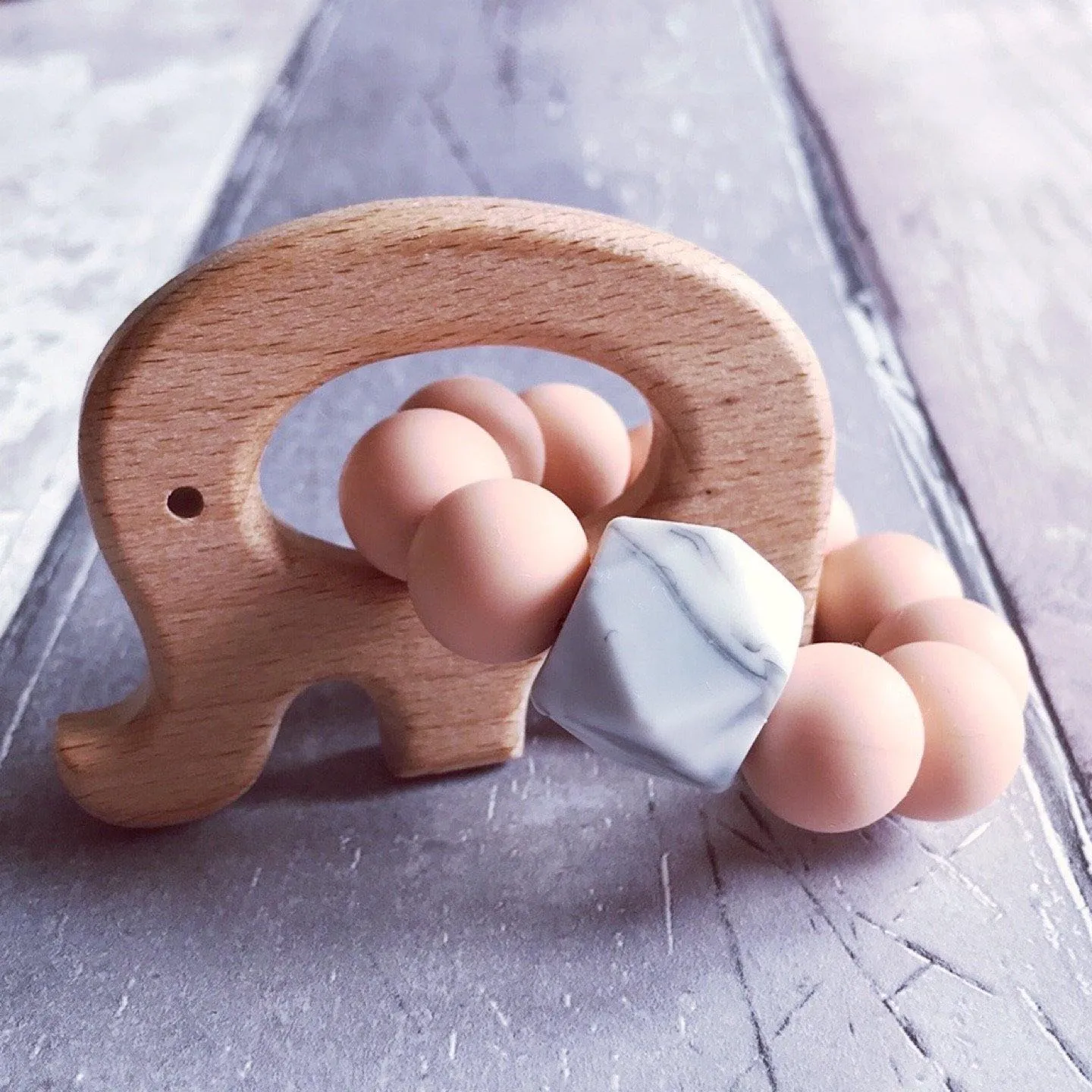 Dummy Clip and Teether Set - Soft peach
