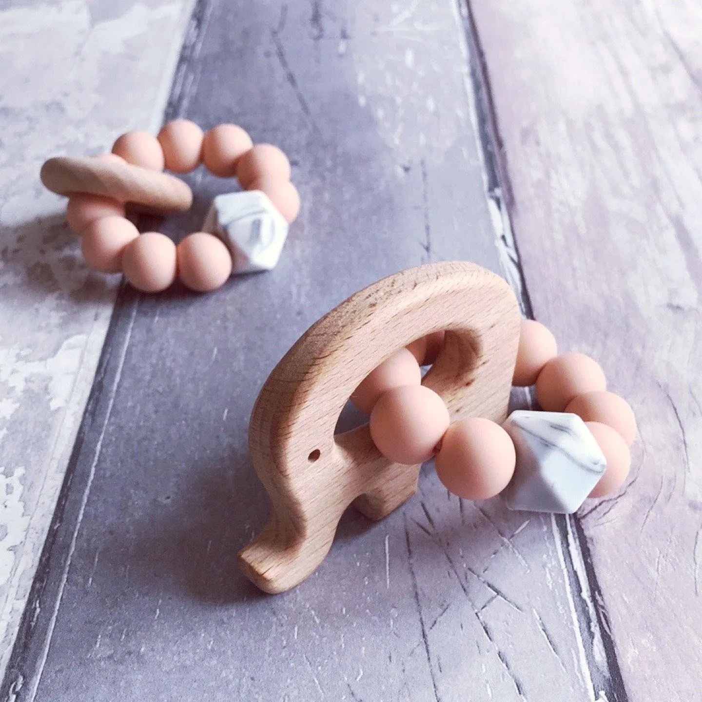 Dummy Clip and Teether Set - Soft peach