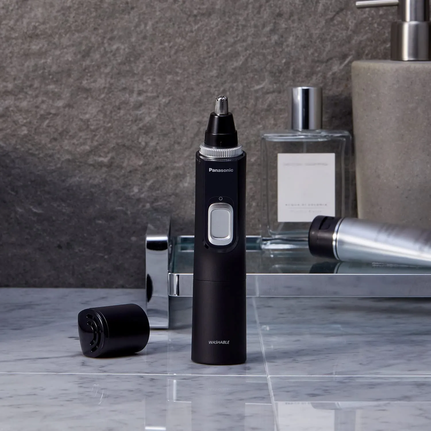 Ear and Nose Hair Trimmer for Men with Vacuum Cleaning System, Powerful Motor and Dual-Edge Blades for Smoother Cutting, Wet/Dry – ER-GN70-K (Black)