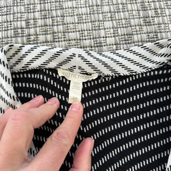 Eileen Fisher Optic Stripe Silk/Cotton Cardigan