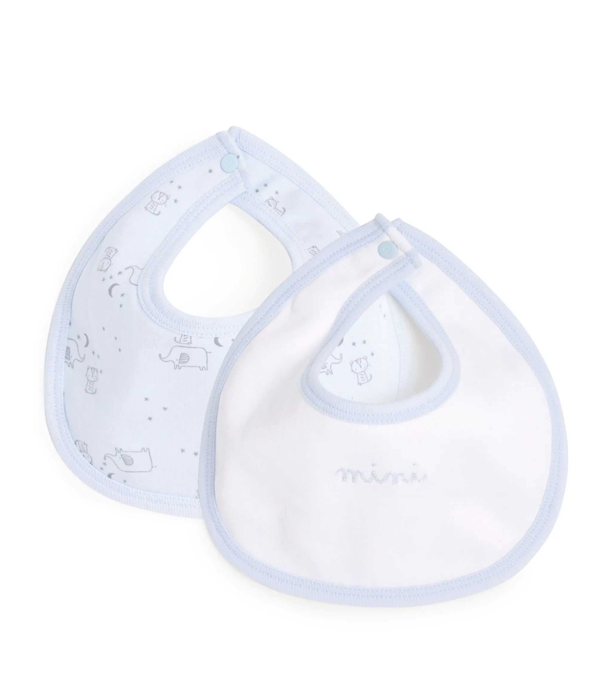 Elephant Print Cotton Bibs in a gift bag - Set of 2