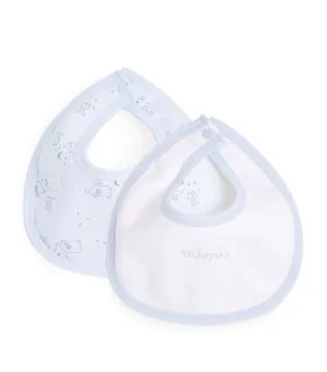 Elephant Print Cotton Bibs in a gift bag - Set of 2