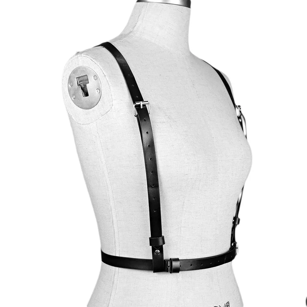 Elevate Your Gothic Style with Our Black PU Leather Harness Belt Body Bondage Lingerie Cage Chest Belt