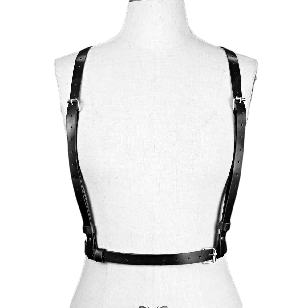 Elevate Your Gothic Style with Our Black PU Leather Harness Belt Body Bondage Lingerie Cage Chest Belt