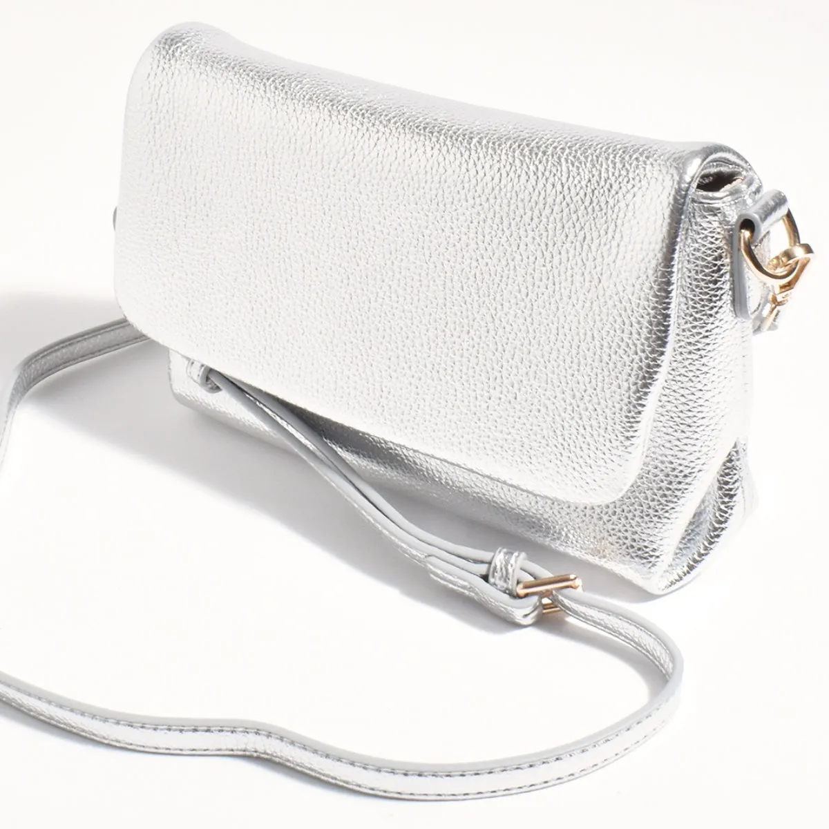 Ellie Knotted Fold Over Handbag (Silver)