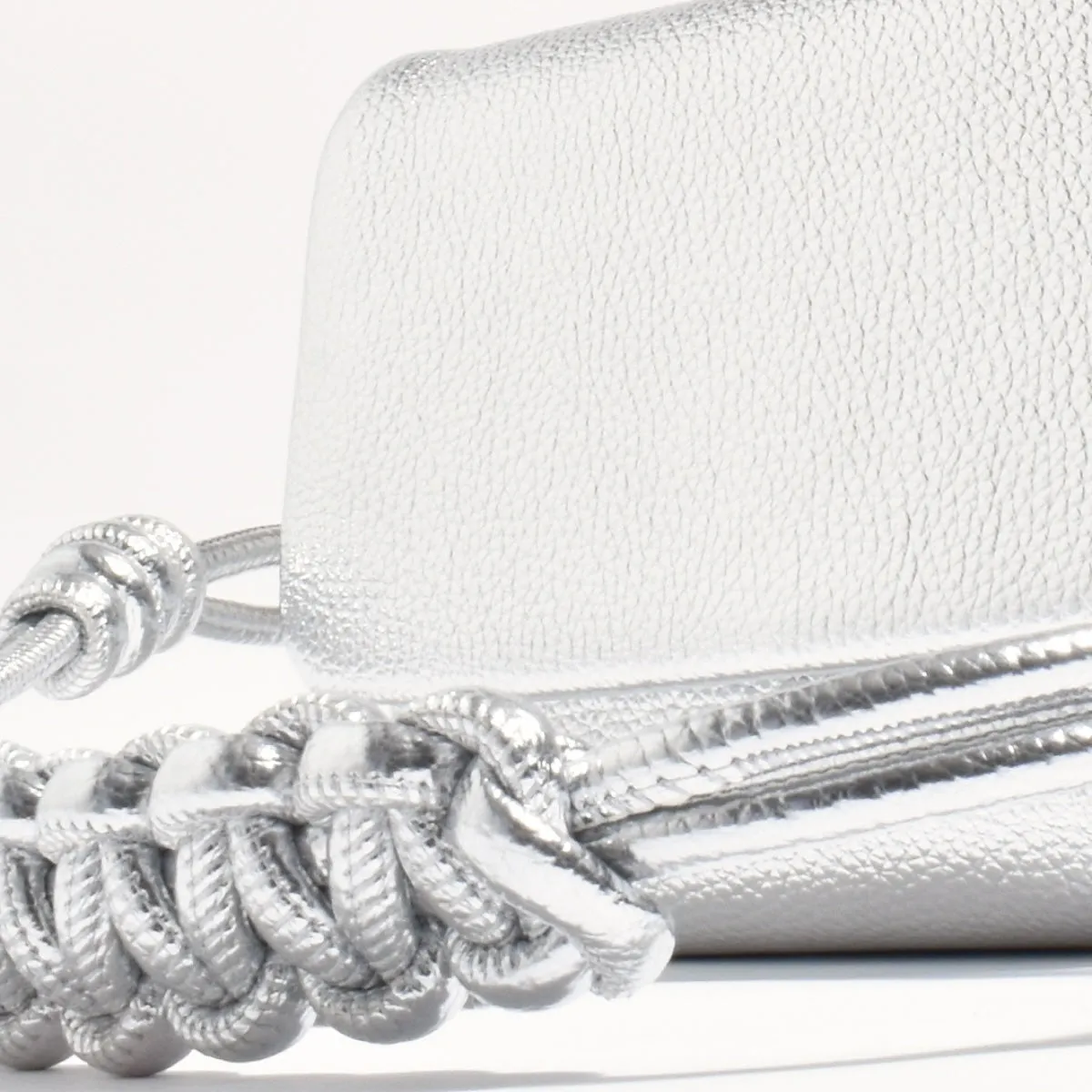 Ellie Knotted Fold Over Handbag (Silver)