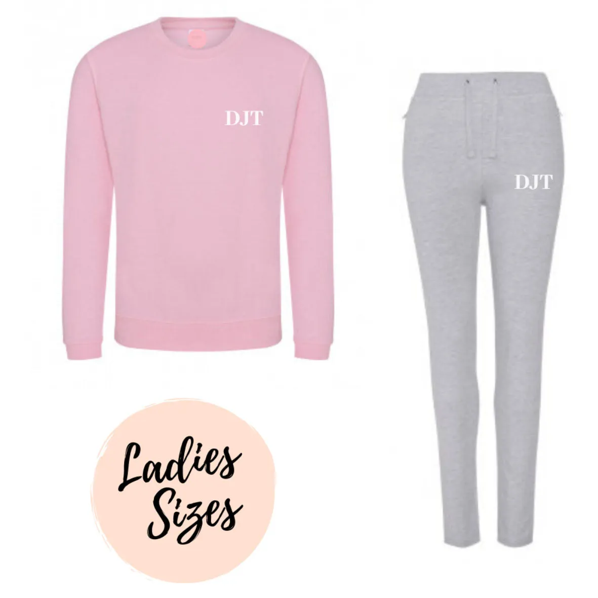 Embroidered Ladies Pink Grey Lounge Set