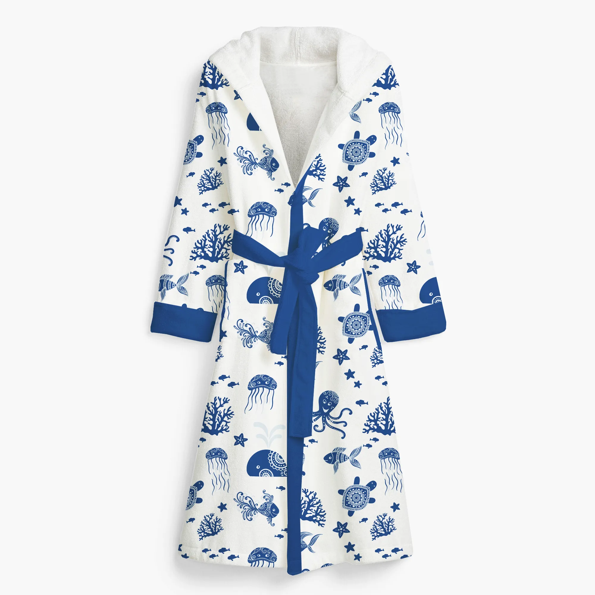 Endanzoo Organic Cotton Maternity Robe For Mom - Deep Sea