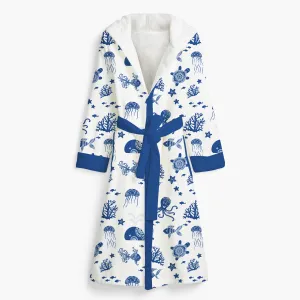Endanzoo Organic Cotton Maternity Robe For Mom - Deep Sea
