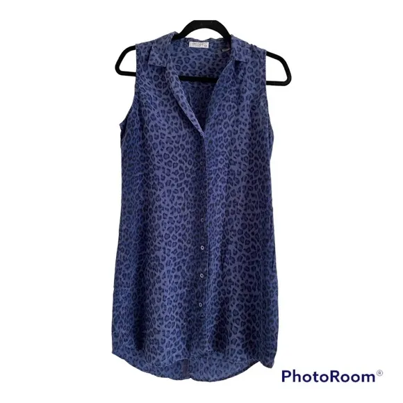 EQUIPMENT FEMME Slim Leopard Print Signature Sleeveless Dress.