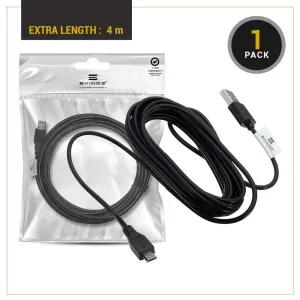 EXINOZ® 13ft Charging Cable for PS4 DualShock and Xbox One Controller | Ideal Length USB Cord for Playstation 4 and Xbox I High-Quality Cable with 1-Year Replacement Warranty (Black)