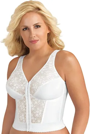 Exquisite Form Front Close Lace Longline Posture Bra, White, Sz 38C!
