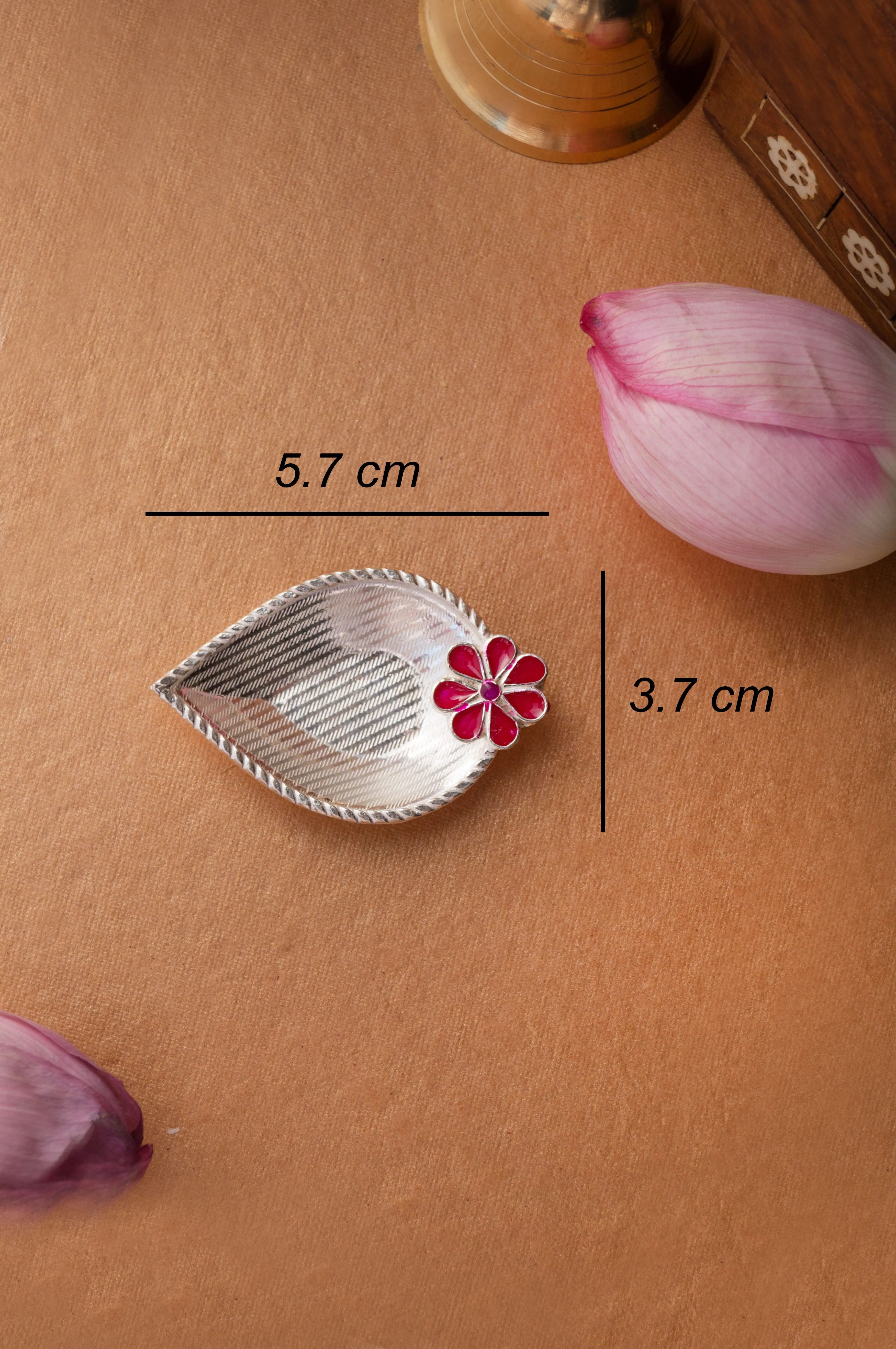 Exquisite Sterling Silver Flower Mini Meena Prasad Plate Set Of 2