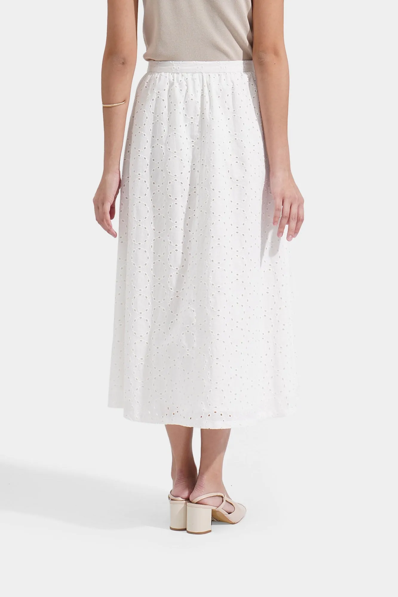 Eyelet Midi Skirt