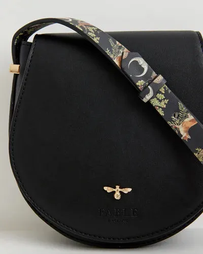 Fable England Woodland Toile Saddle Bag Black