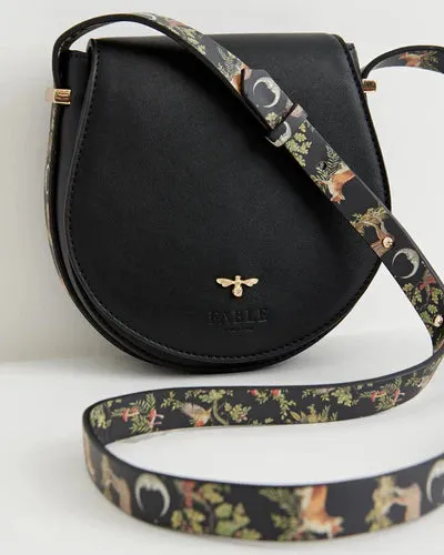 Fable England Woodland Toile Saddle Bag Black