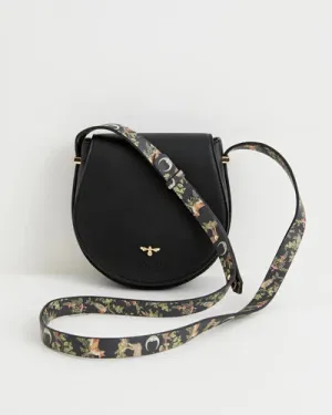 Fable England Woodland Toile Saddle Bag Black