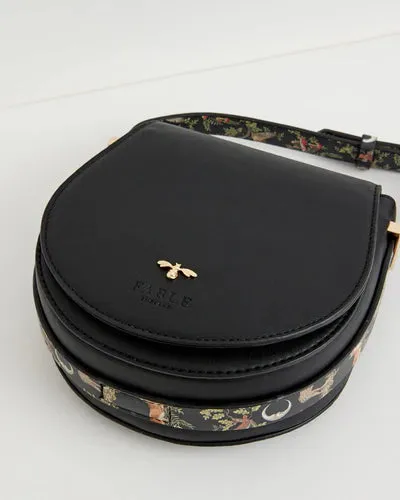 Fable England Woodland Toile Saddle Bag Black