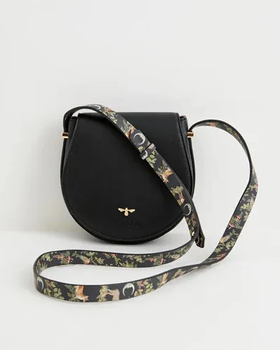 Fable England Woodland Toile Saddle Bag Black