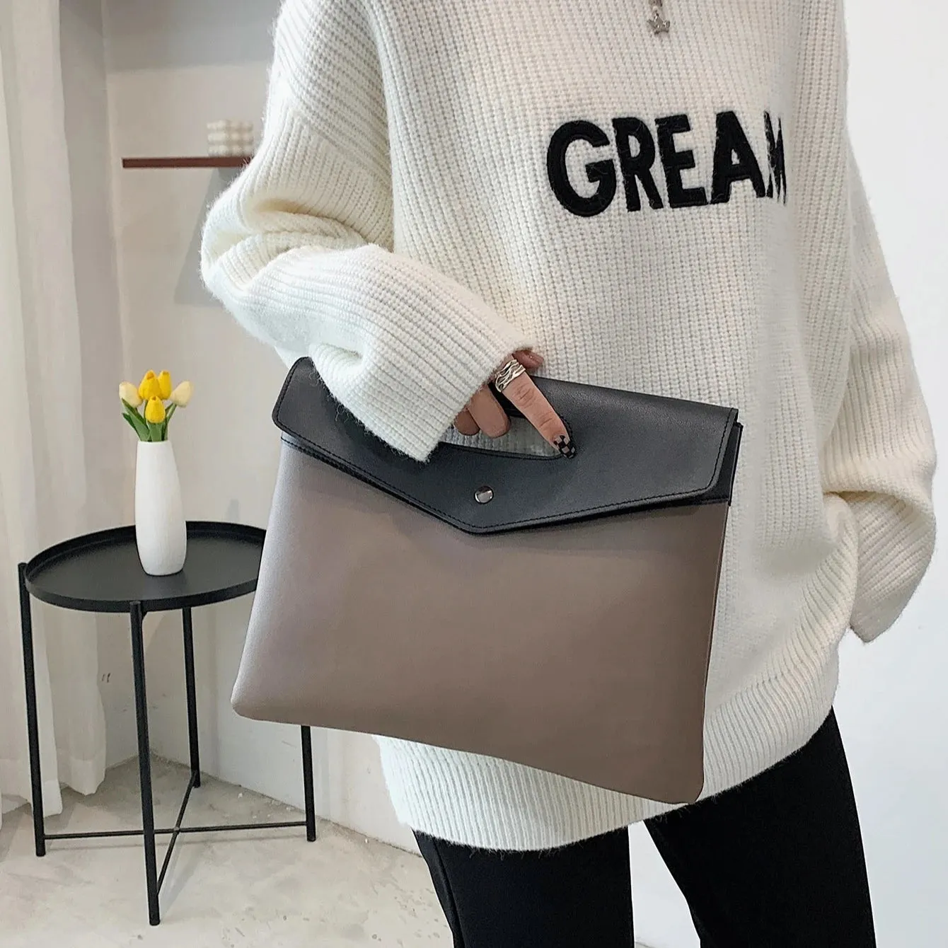 Fashionable Square Bag for Women, Two Tone Clutch Bag for Rookies & White-Collar Workers