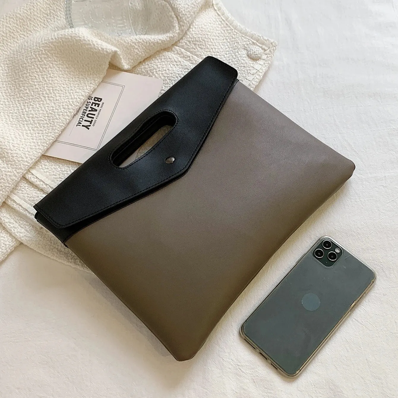 Fashionable Square Bag for Women, Two Tone Clutch Bag for Rookies & White-Collar Workers