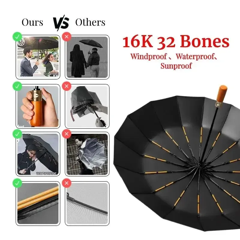 FLEX&COZY® Fully Automatic Windproof 32 Bone Business Umbrella for Men,108