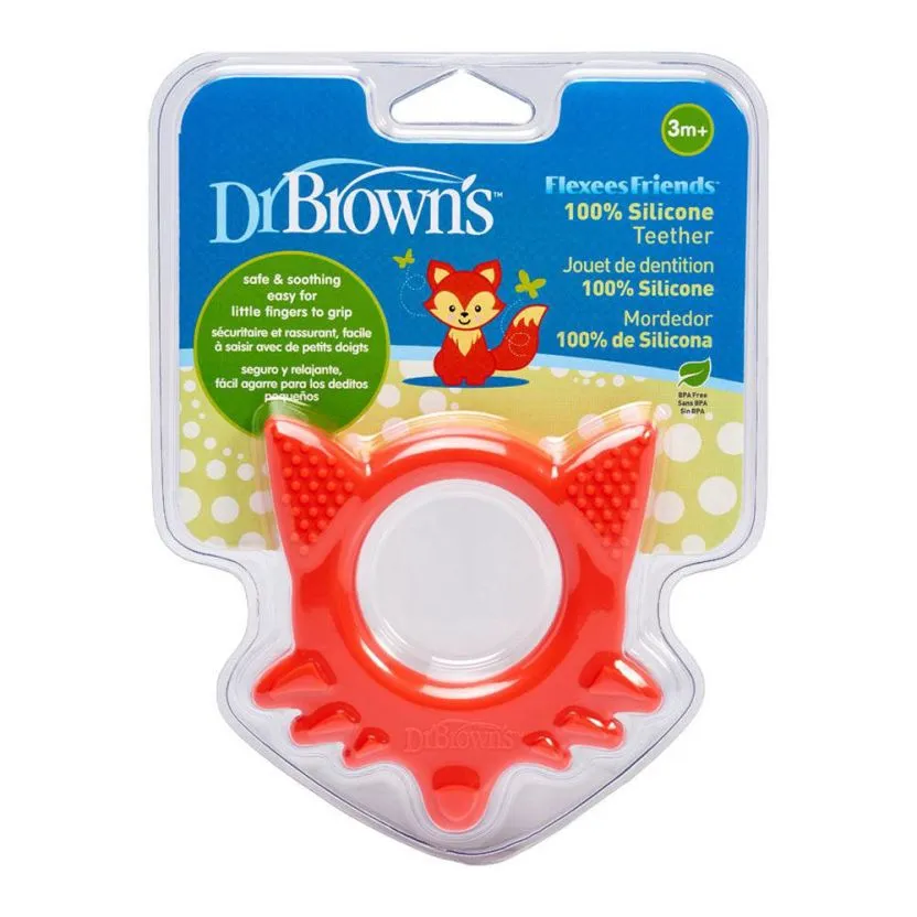 Flexees Fox, Soft 100% Silicone Baby Teether, BPA Free, 3m 