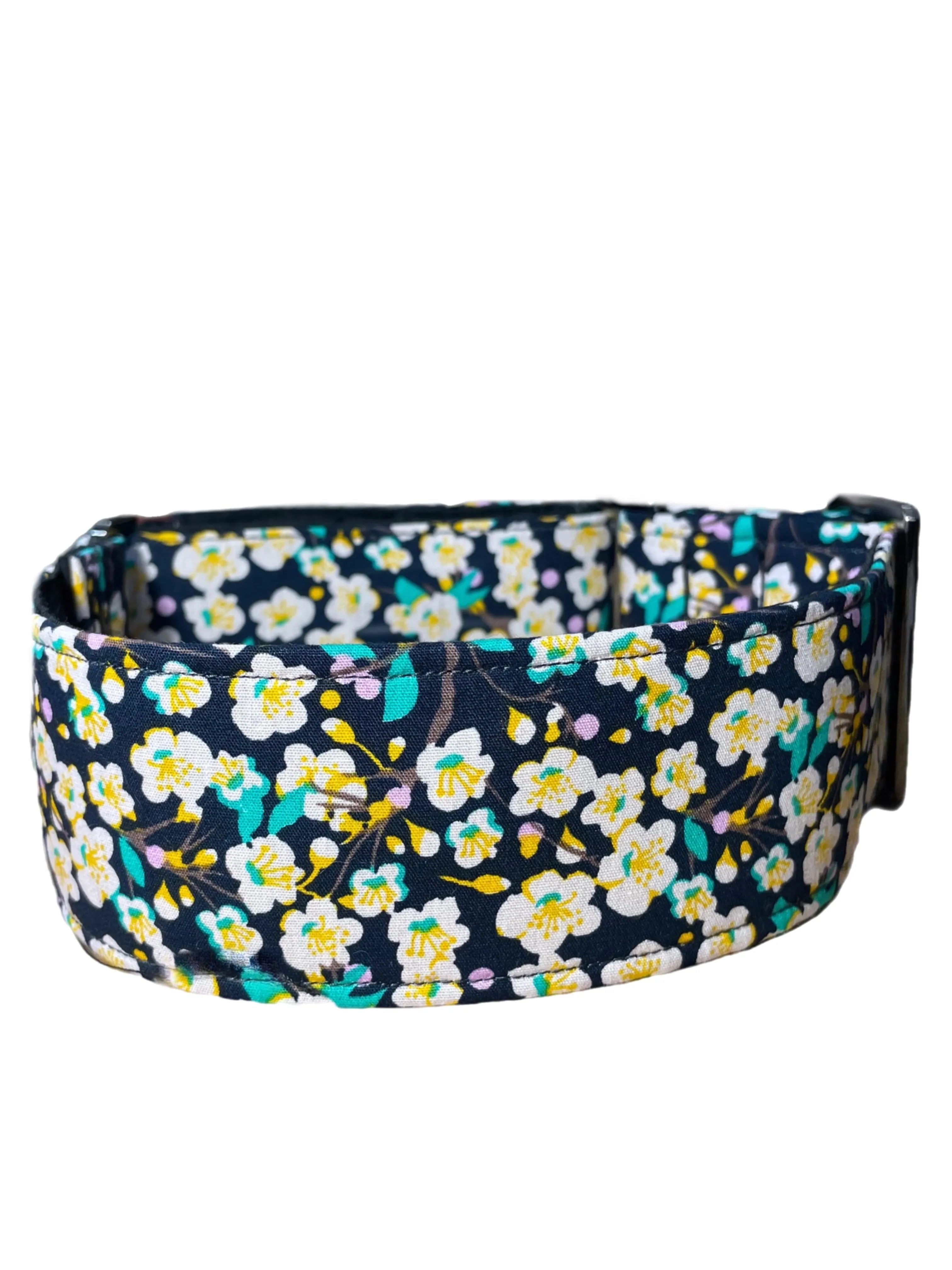 Floral Cotton covered greyhound Martingale collar 50mm wide super soft whippet 38mm