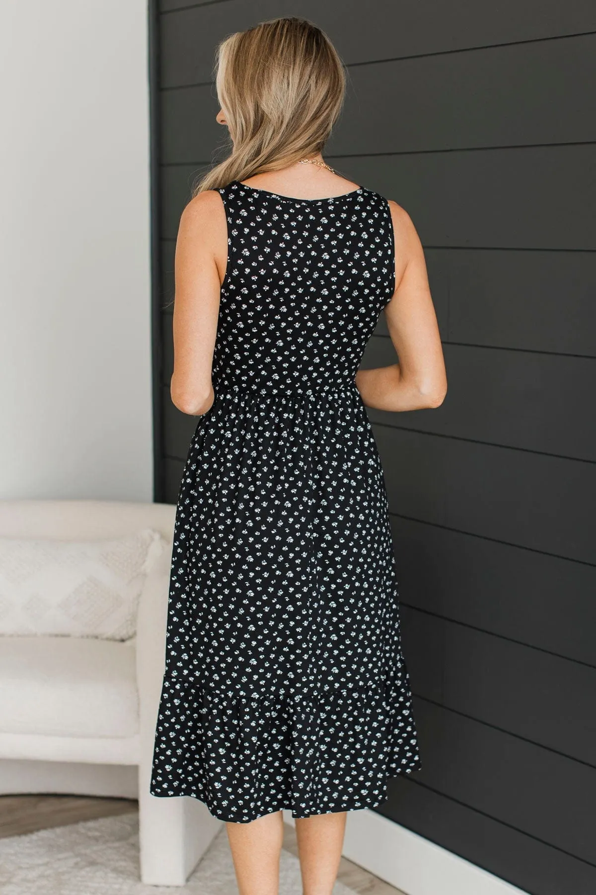 Focus On The Moment Floral Dress- Black