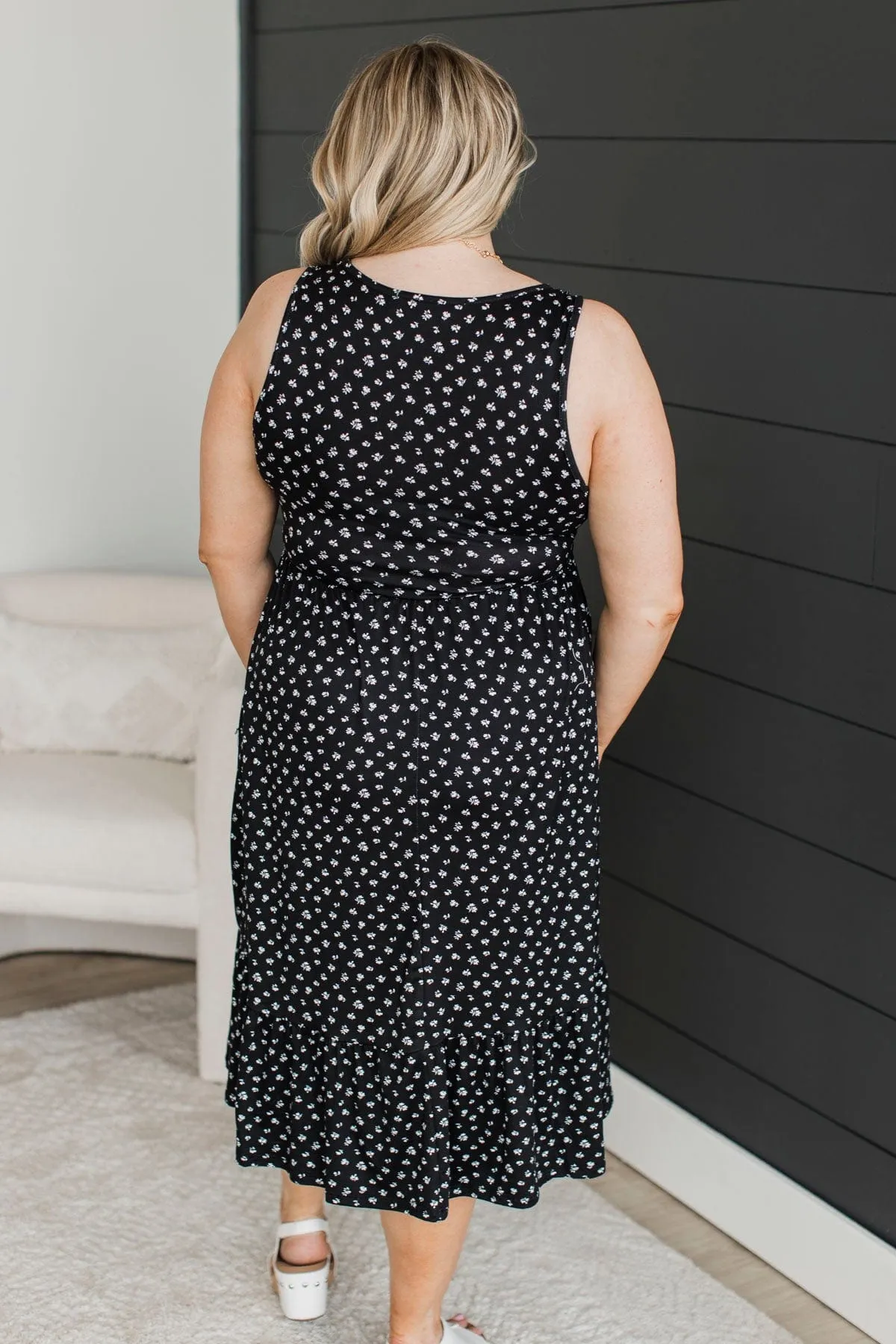 Focus On The Moment Floral Dress- Black