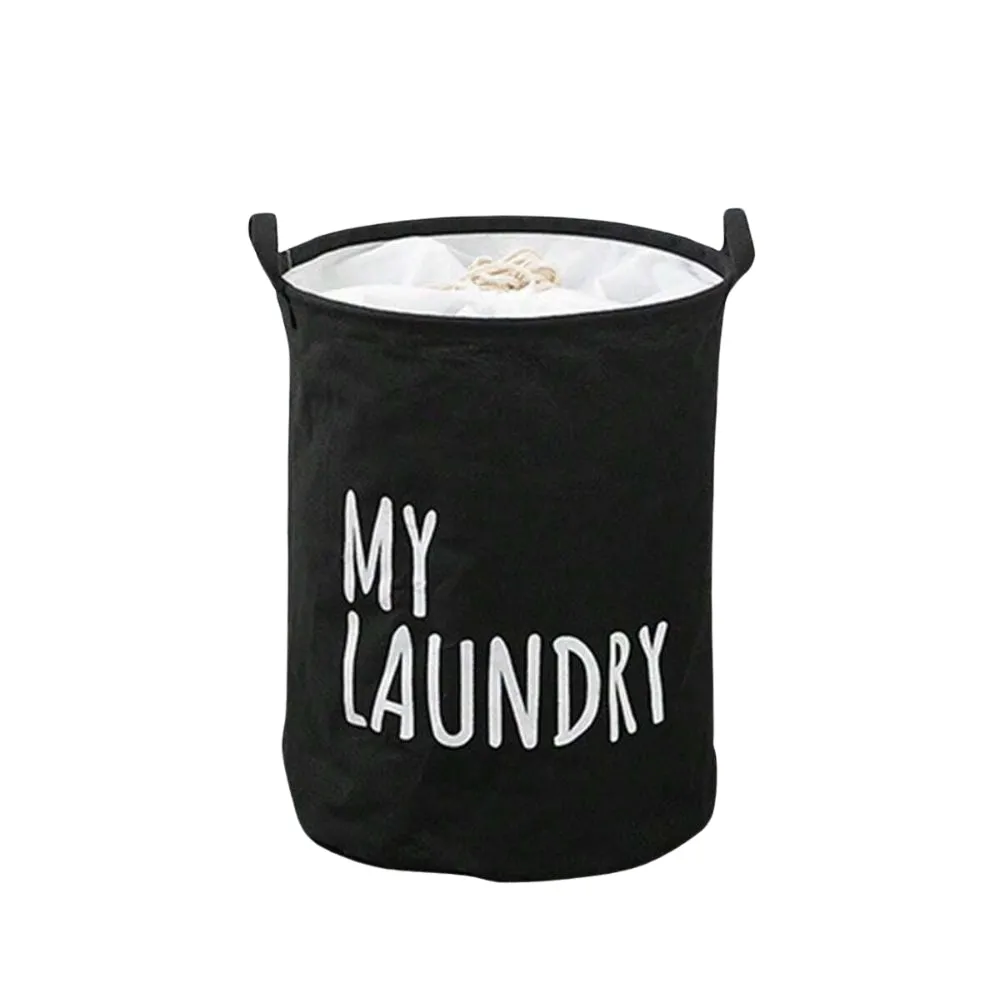 Foldable Drawstring Laundry Basket Large Capacity Waterproof Clothes Storage Basket For Home Bathroom Organizer